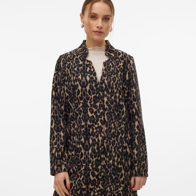Женское пальто Katrine с леопардовым принтом, V-образный вырез, VERO MODA