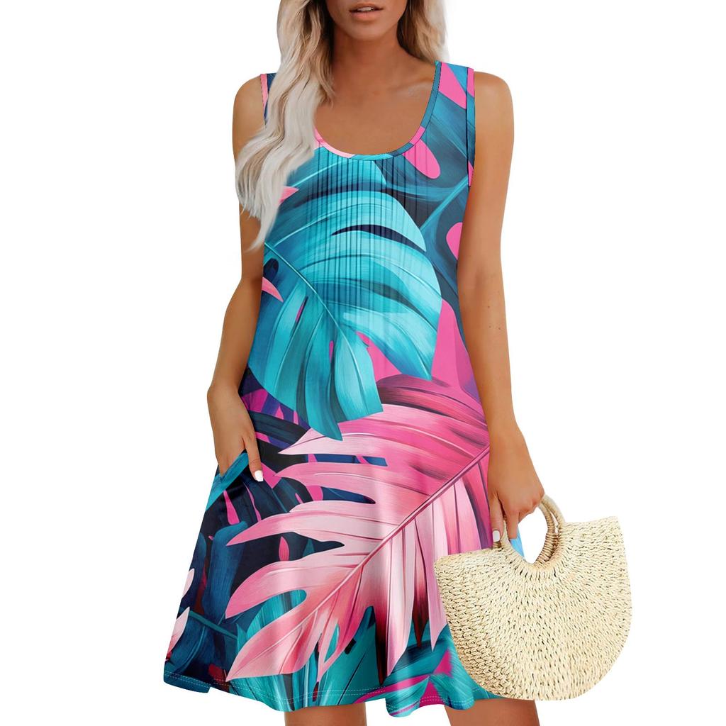 Женский повседневный сарафан с карманами, летнее пляжное платье в стиле бохо, праздничное платье для женщин, платья-майки