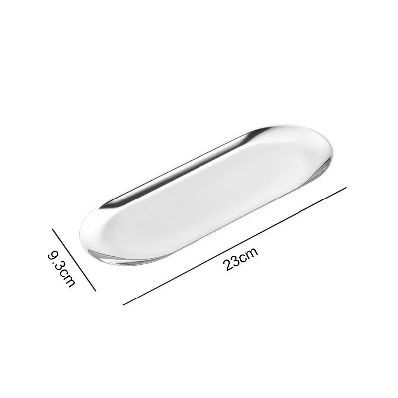Поднос из нержавеющей стали Овальная обеденная тарелка Тарелка для торта Фрукты Десерт Поднос для орехов Стеллаж для хранения украшений Поднос для демонстрации ювелирных изделий