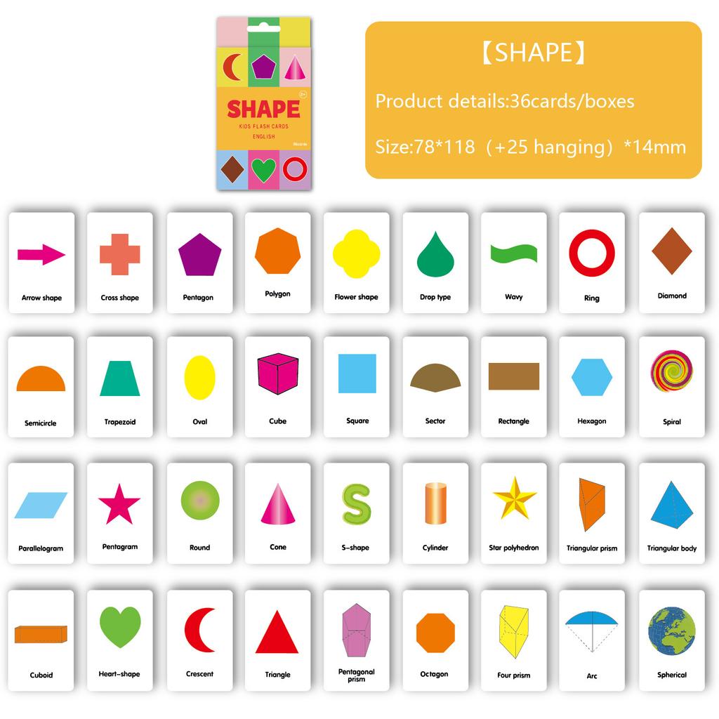 36PCS/Set Animal Shape Color Time Flash Card Kids Montessori Early Education Learning Educational Toys For Children Gifts