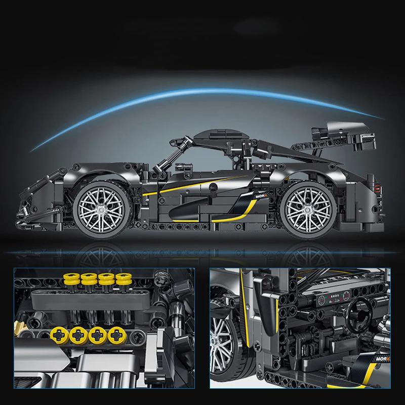 Нетоксичный Новый Технический Черный Гоночный Автомобиль Строительные Блоки Игрушка Креативная Сборка Кубики Образовательная STEM Головоломка Детский День Рождения Рождественские Подарки