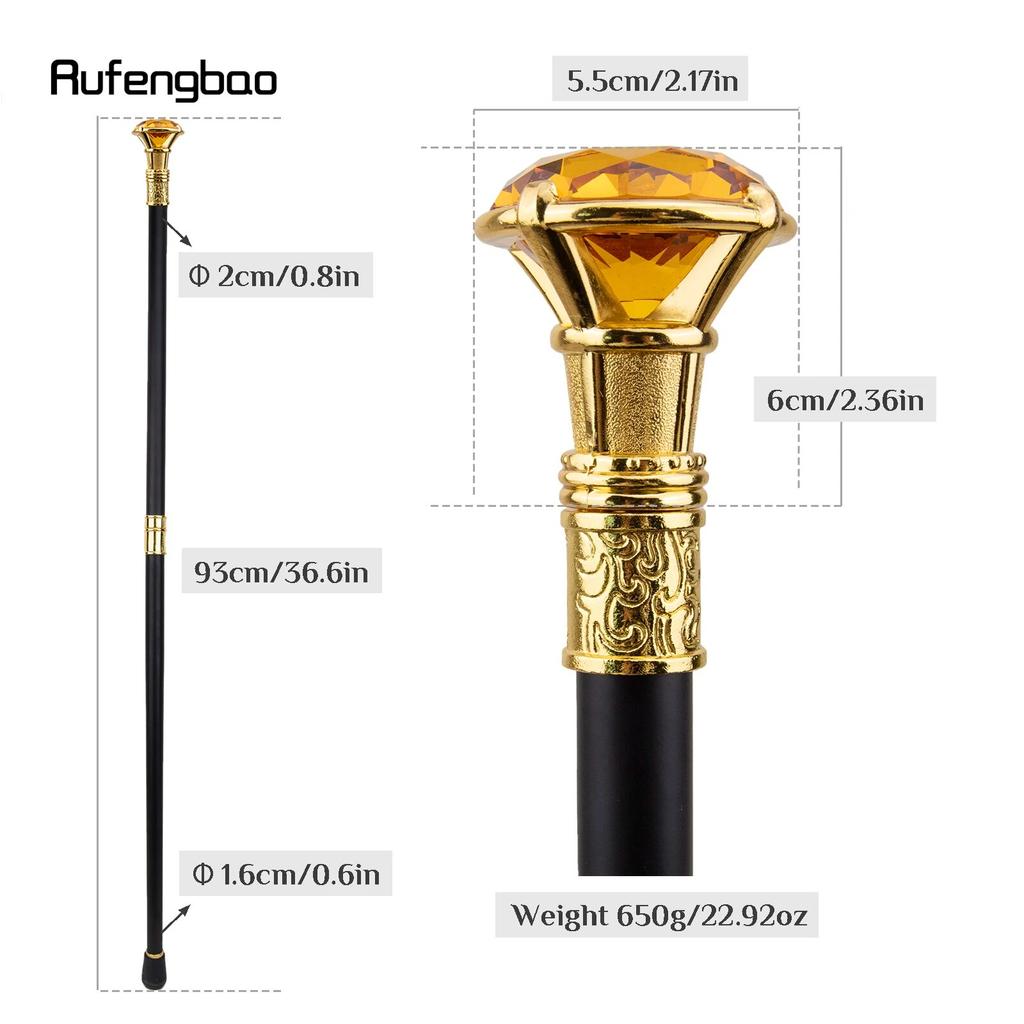 Оранжевый ромбовидный тип, золотая трость, модная декоративная трость, элегантная трость для джентльмена, ручка для трости для косплея, 93 см
