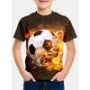 Cool football T-shirt, children's T-shirt, boys' outdoor baby summer outfit, short sleeved 3D football print, girls' T-shirt