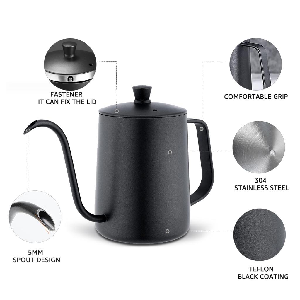 Чайник для кофе, кофейники из нержавеющей стали, капельная кофеварка, чайник с гусиным носиком, длинный горлышек, кофейный чайник