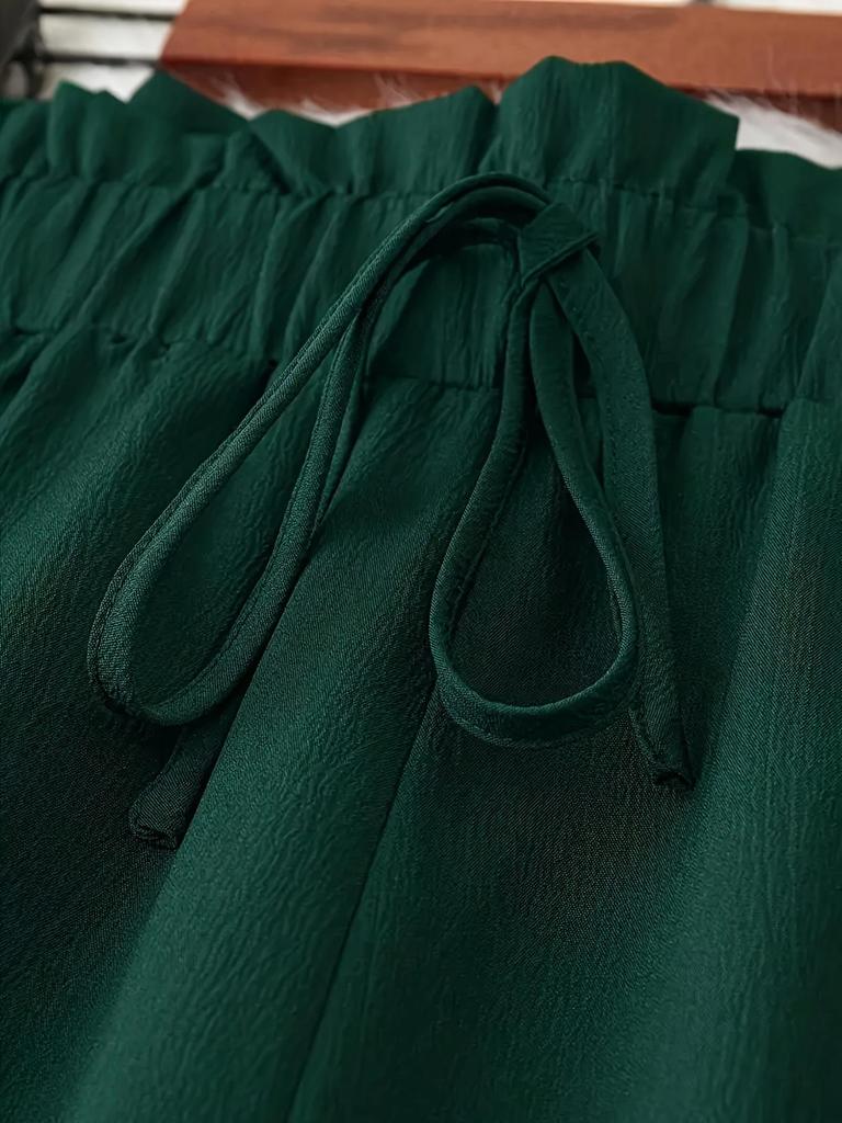 2025 Евро-Американские Повседневные Летние Брюки Прямого Кроя: Однотонный, Большой размер, Свободный дизайн с широкими штанинами