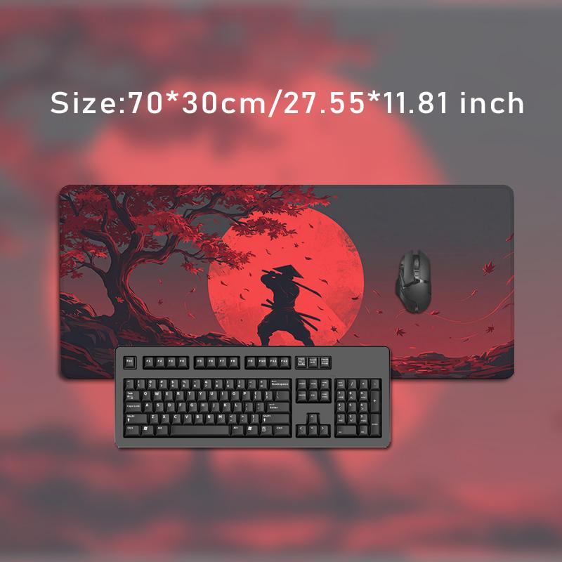 Mouse Pad Samurai under Red Moon Gamer XL HD Computer Mousepad XXL Mouse Mat Natural Rubber Carpet Office Accessories Table Mat