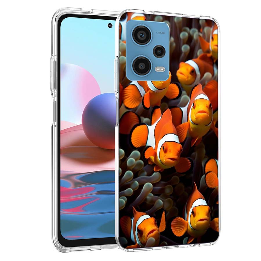 Чехол для телефона с рыбой-клоуном и морской анемоной для Redmi Note 13 12 14 15 Pro Plus 13R 11 11T 11E 11S 10 Pro 10S 9 9S, прозрачный чехол из ТПУ
