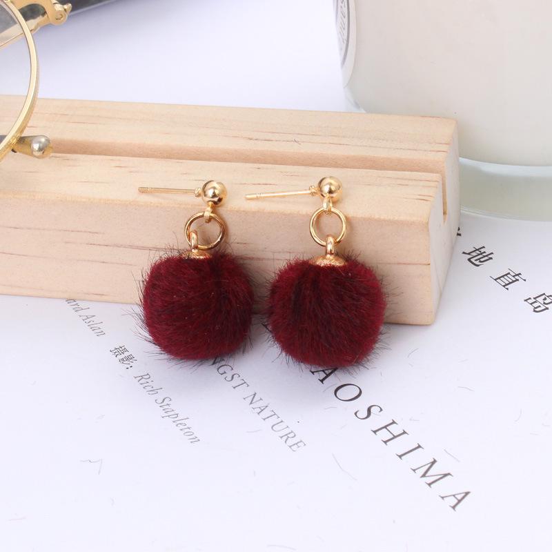 E259 Серьги-шарики в корейском стиле осень/зима - милые конфетные цвета