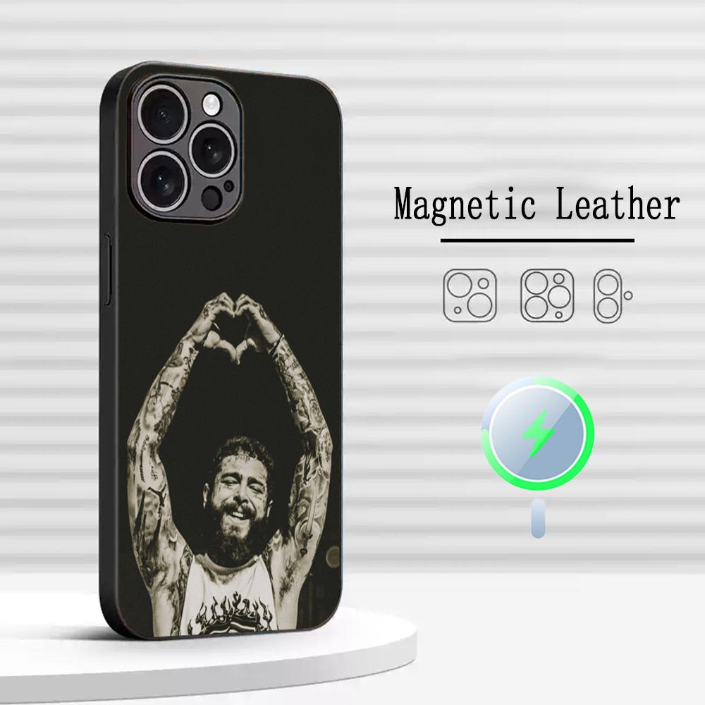 Hip Hop Rapper Post Ma-olne Phone Case For iPhone 17 16 15 14 13 12 Plus Pro Max High-end Luxury Magsafe Sheepskin
