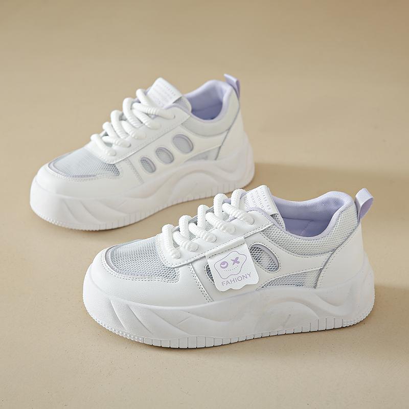 CRLAYDK 2024 Summer New In Women Platform Sneakers Mesh Breathable Walking White Shoes Skatebaording Casual Non Slip Tennis
