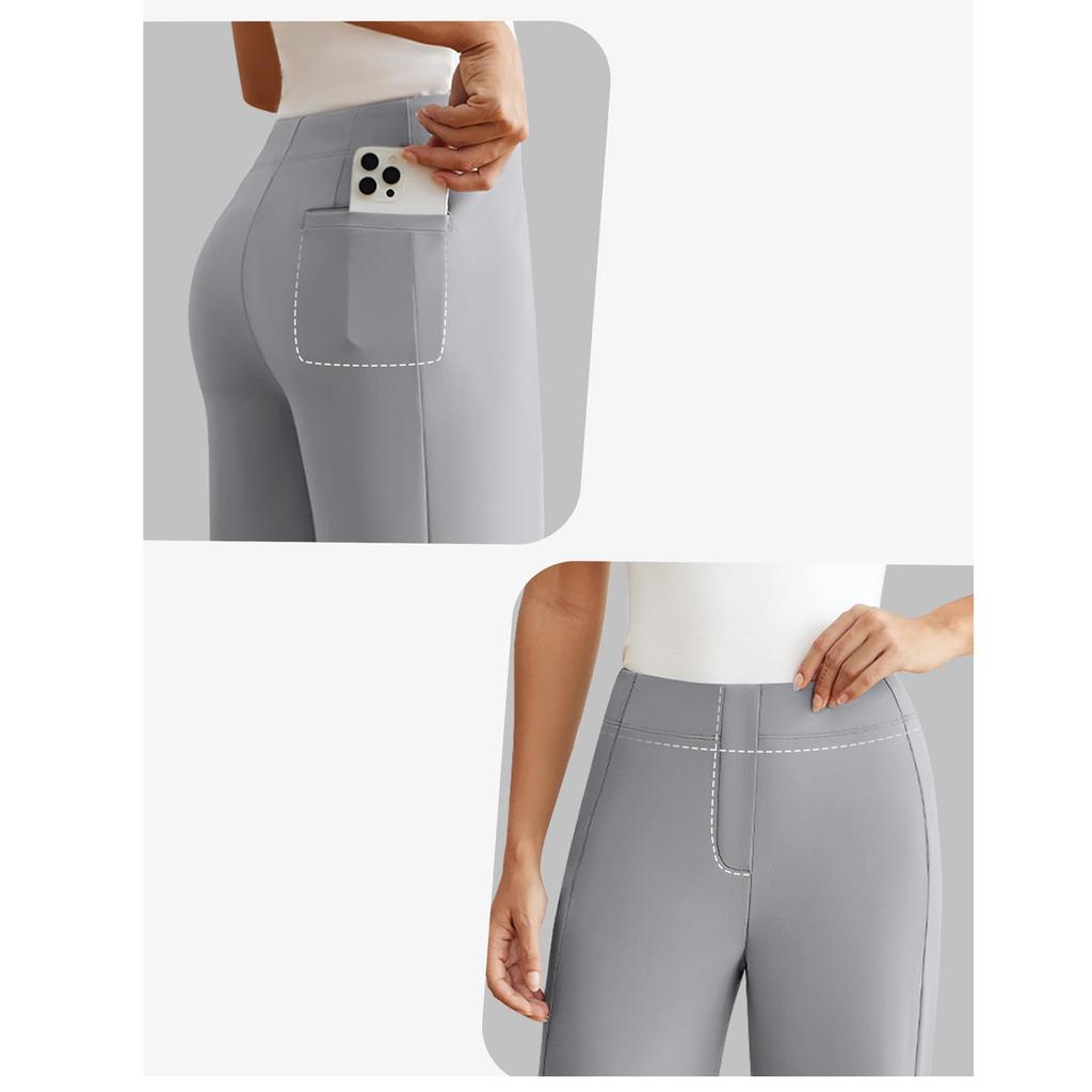 Women's Wide Leg Dress Pants Stretch High Waisted Work Pants Business Casual Slacks With Pockets