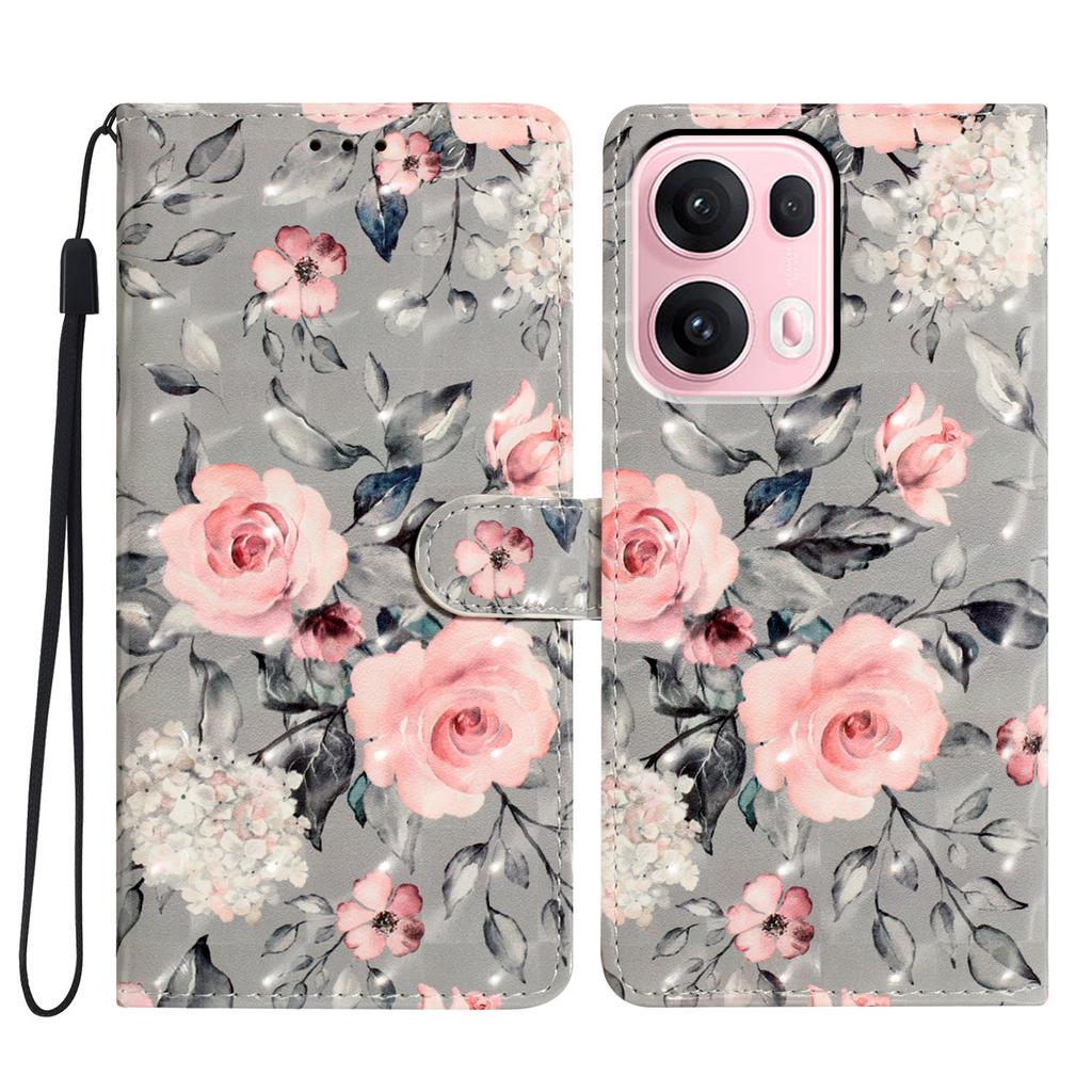 3D Pattern PU Leather Phone Wallet Case for Oppo A58 A38 A18 A57 A94 A17 A76 A36 A96 Reno8 Find X5 Reno7 A74 A54 A93 A78 Realme C61 C63 Realme 14 Pro
