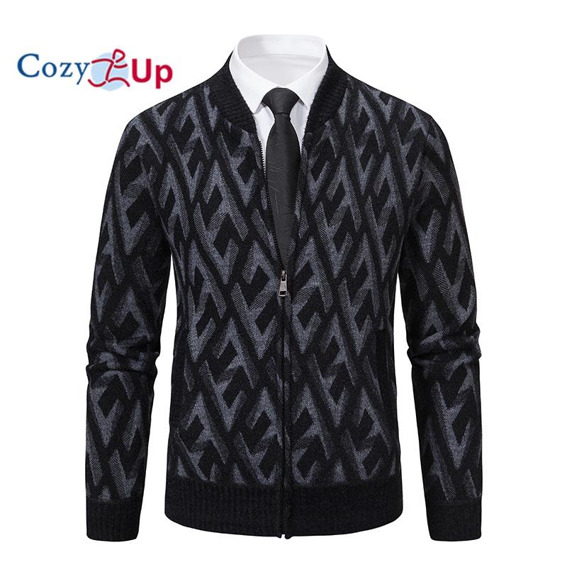 Cozy Up Мужская трикотажная куртка с воротником-стойкой, облегающее повседневное деловое пальто