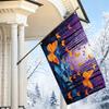 2D Flat - 2D Flat - 1pc 2D Flat, Decorative Flag, Dreamy Forest Orange Butterfly Artistic Pattern Flag, Oil Painting Texture Gradient Hanging Canvas,