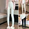 Women Stretchy Leggings High Waist Plush Thickened Warm Trousers Slim Fit Butt Lifting Winter Bottom Pants