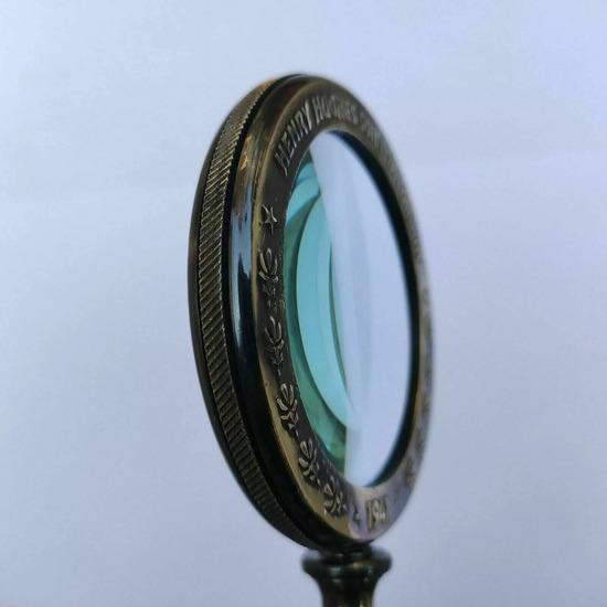 10-кратное ручное увеличительное стекло с латунной ручкой, старинная увеличительная линза для чтения