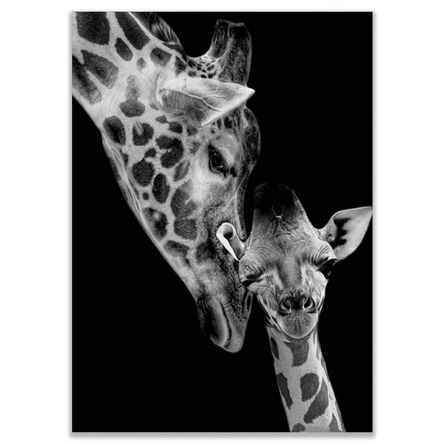 Черно-белые настенные постеры с животными, принт, носорог, жираф, зебра, лев, слон, холст, картина, настенное искусство, декоративные домашние фотографии