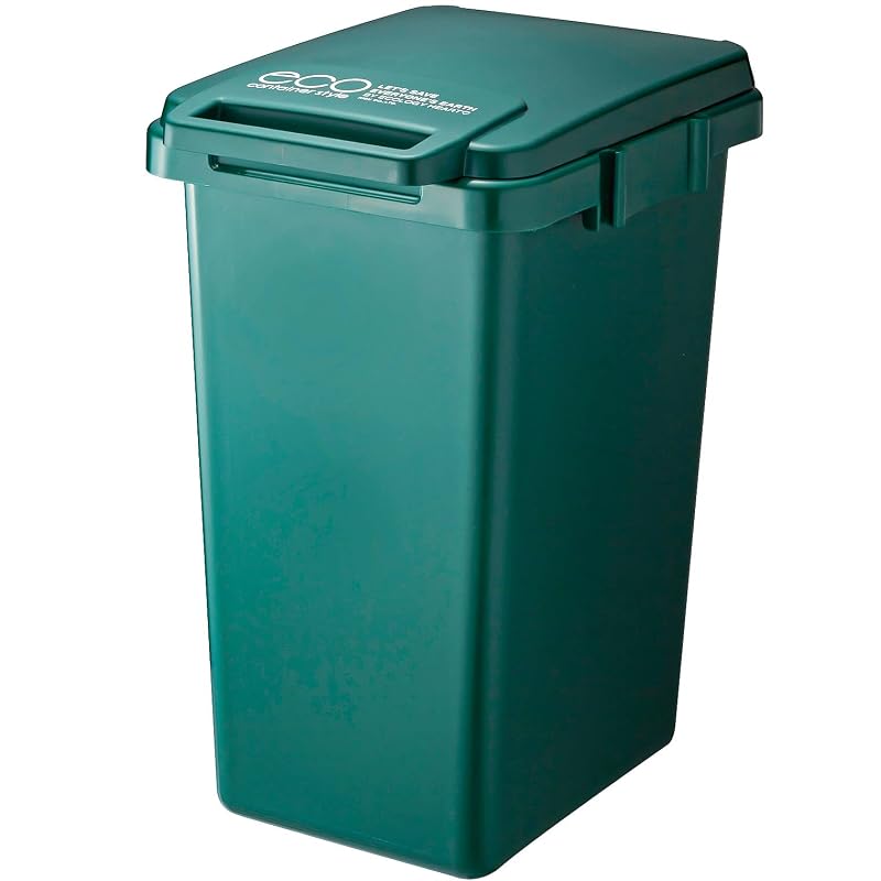 Мусорное ведро RISU Eco Container Style 2 с крышкой, Соединяемое, Ручка для одной руки, Темно-зеленое, 45 л, Сделано в Японии (CS2-45J)