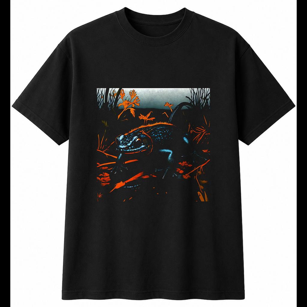 Detailed Great Crested Newt Portrait Reptile Mens T-Shirt Black 100% Cotton Tee