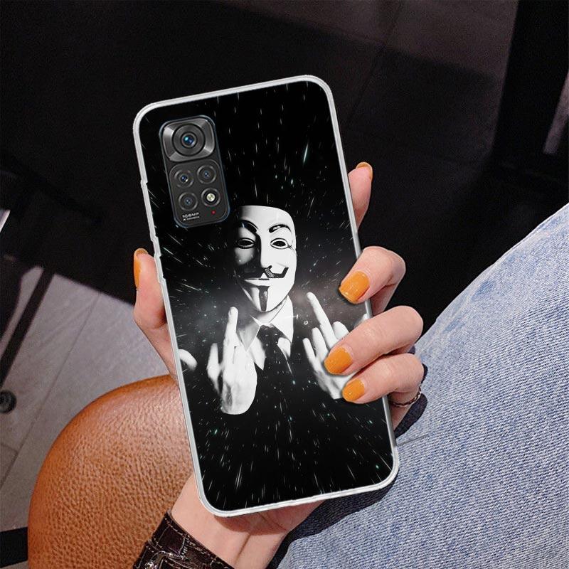 Анонимный чехол для телефона с маской V для Xiaomi Redmi Note 15 14 13 12S 12 11 Pro Plus 14S 11S 11E 10 10S 11T 5G Персонализированный чехол Redmi