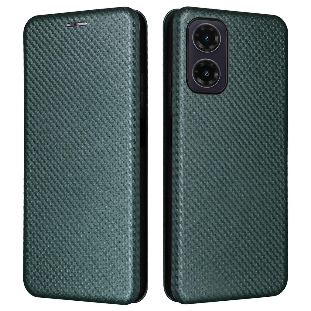 Чехол для Motorola Moto G35 5G с текстурой из углеродного волокна, ударопрочный чехол из ПУ-кожи