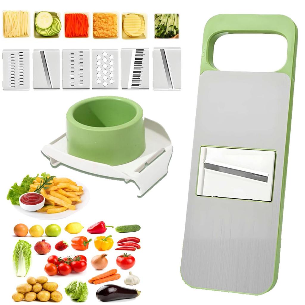 New Multifunctional Vegetable Cutter, 6 Blades Portable Mandoline For Kitchen, Adjustable Vegetable Cutter With Stainless Steel Blades