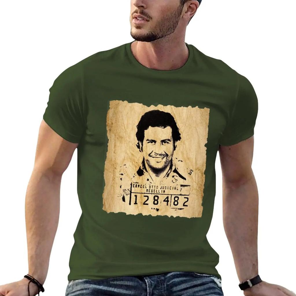 King Pablo Escobar old paper T-Shirt heavyweights customs plain graphic t-shirts