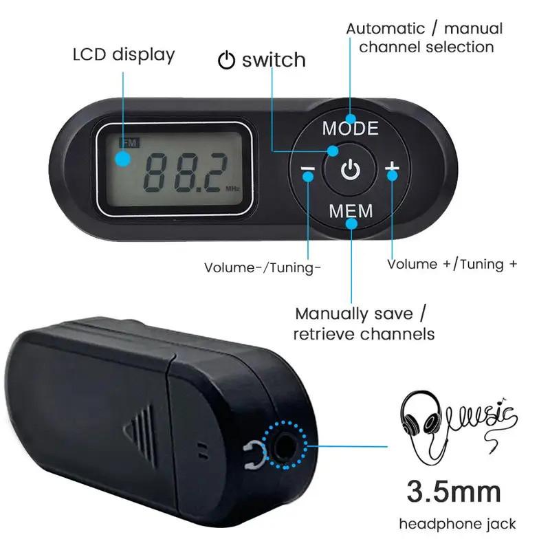 Портативное спортивное FM-радио 64-108 МГц Мини-приемник Walkman ЖК-дисплей Шейный шнурок Карманное FM-радио