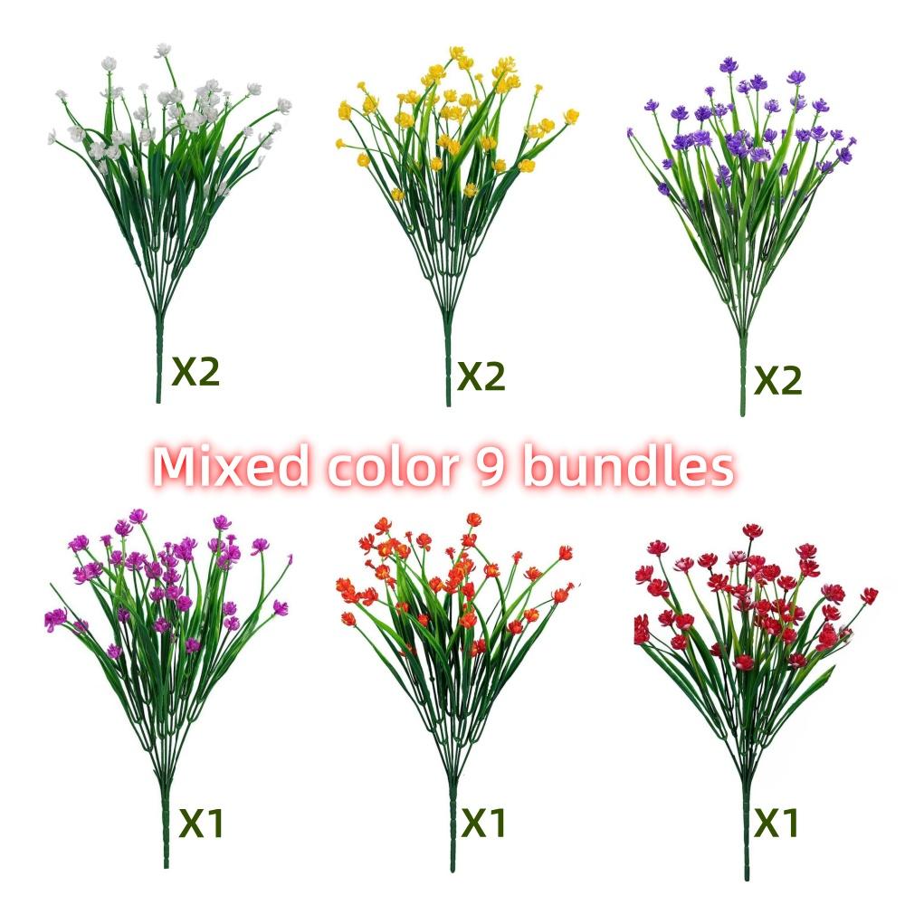 9Pack Realistic UV Resistant Artificial Flowers – Lifelike & Maintenance-Free Faux Plants for All-Season Home and Wedding Decor