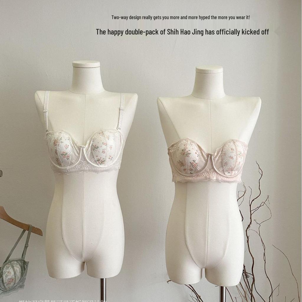 Французское кружево Ультратонкий бюстгальтер без бретелек с ушками кролика: Сексуальное, предотвращающее провисание женское белье с мягкой поддержкой.