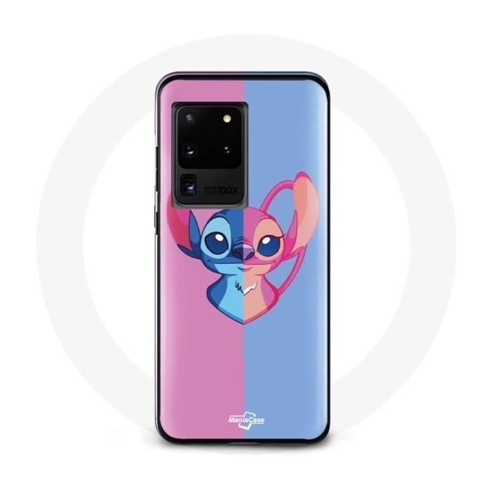 Чехол для Samsung Galaxy S20 Ultra Стич и ангел синий розовый