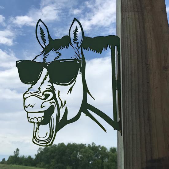 Peeping Animal Sign Weather-proof Heavy Duty Outdoor Garden Patio Yard Lawn Metal Donkey Horse Cow Sheep Dog Pig Lion Silhouette Decoration Ornament