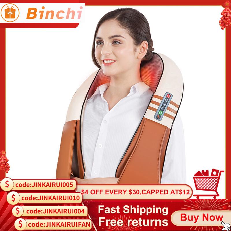 16 Массажных головок Нагрев Шея Плечи Разминающий Массажер Уход за Шейным отделом позвоночника Расслабление Спины и Поясницы Массажная Шаль