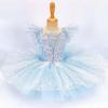 Романтическое детское балетное платье-пачка, танцевальная юбка для девочки, золотая юбка с пайетками для балета, длинное платье принцессы для балетного выступления