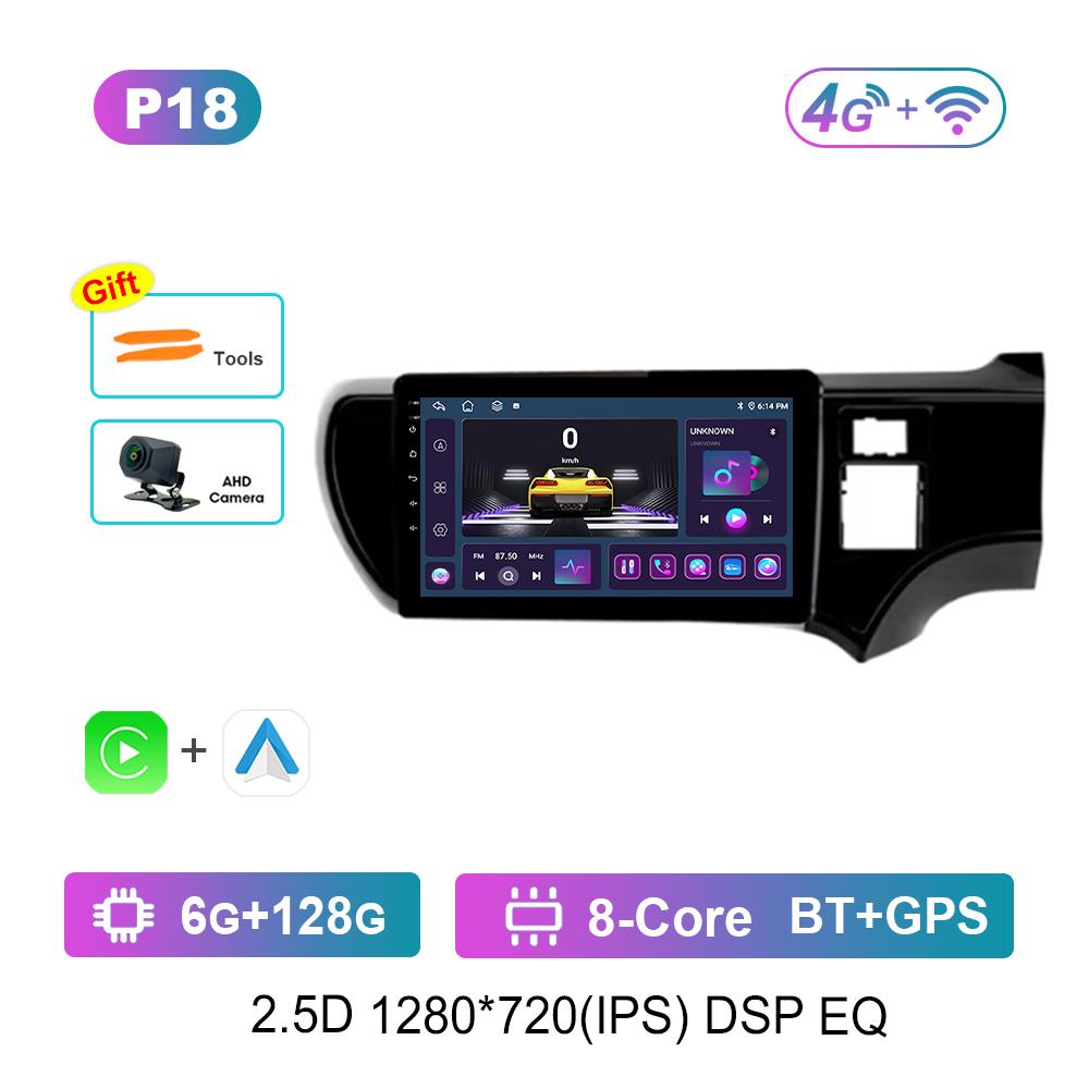 9-дюймовый DSP Стерео Android OS для Toyota Aqua 2011 - 2017 Navi GPS 4G Автомагнитола Мультимедийный плеер BT IPS Экран WiFi Вентилятор охлаждения