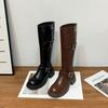 Internet Celebrity Long Knight Boots Belt Buckle Korean Version of Women's Boots Small Thick Sole Heightening Women's Boots Wear High-end Boots