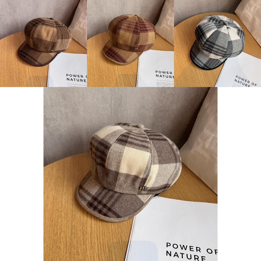 Classic College Style Octagonal Hat With Breathable Wool Polyester For Autumn Seasons