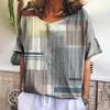 Xl-7xl Women O Neck Casual Sweatshirt New Tees Harajuku Clothing Loose Plus Size Summer Plaid T Shirt for Short Sleeve Blouse Female Fashion Tops