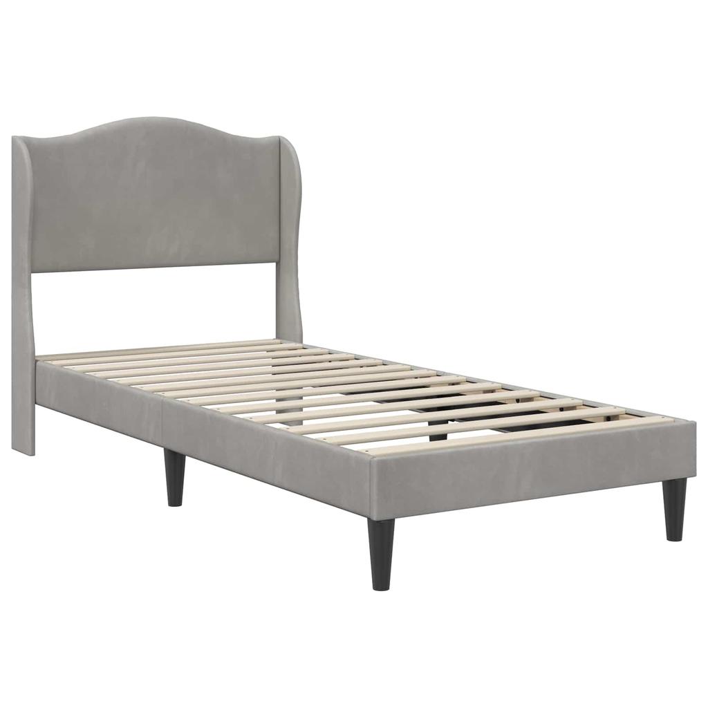 Bed Frame with Headboard Light Grey 80 x 200 cm Velvet