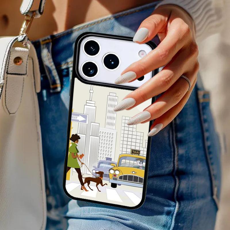 Чехол для телефона New York Lady Girl для iPhone 17 Air 14 15 13 12 Max Чехол для Apple 16e 11 Pro Max Plus Coque