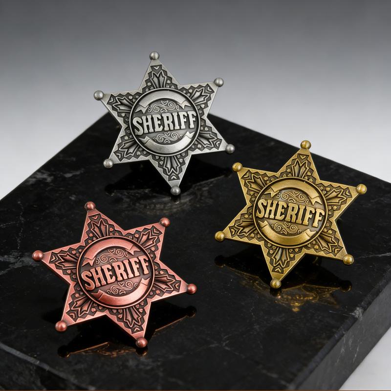 Sheriff Brooch Retro Six-pointed Star Pin Security Badge of Honor Jewelry