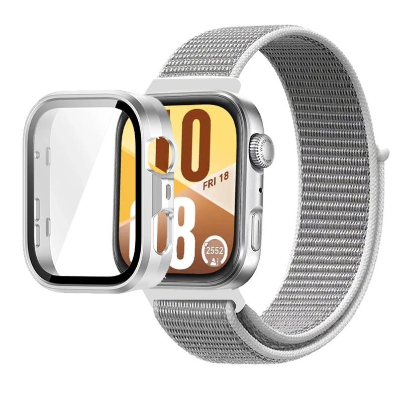 Нейлоновый ремешок + ПК-корпус для Huawei Watch Fit 3/4/4 Pro Защитный чехол от падения + Удобный дышащий браслет Ремешок Correa