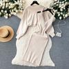 Two-piece Light Mature Dress Socialite Vintage Design Loose Base Knit Dress Sweater for Women