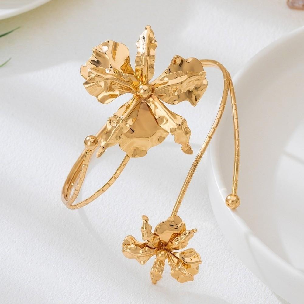 Floral Butterfly Orchid Bracelet Adjustable Flower Armband Fairy Open Arm Bangle  Gift