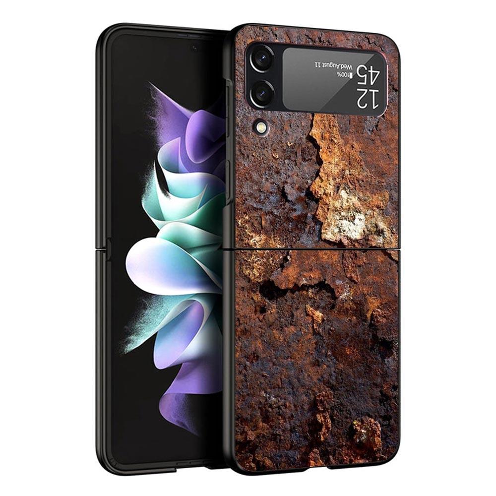 Vintage Industrial Style Rusty Pattern Case For Samsung Galaxy Z Flip 7 6 5 4 3 z Flip7 Flip6 Flip5 Flip4 5G Phone Cover Flip3 F