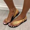 Fashion Summer New Women's Toe Clasp Side Empty Large Size Sandals Light Breathable Non-slip One-line Buckle Flat Shoes