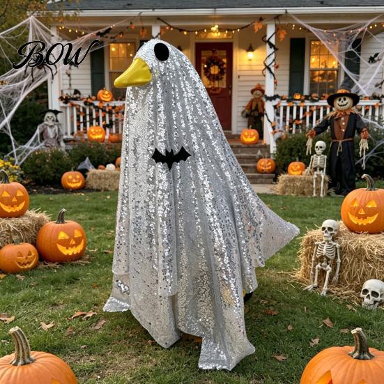 Durable Lawn Goose Outfit Halloween Ghost Costume, Porch for Outdoor Spooky Statue Decor, Holiday Garden Clothing, Funny Yard Ornament Theme Accessory