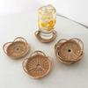 New Round Natural Rattan Cup Mat Coasters Hand Woven Hot Insulation Placemats Table Padding Kitchen Decoration Accessories