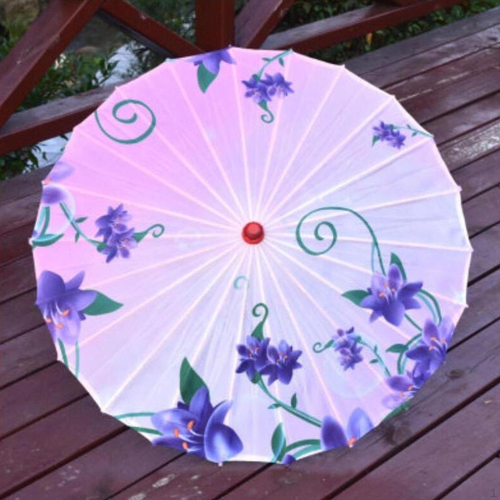 Chinese Oiled Paper Umbrella Classical Dance Silk Antique Oriental Parasol Decorative for