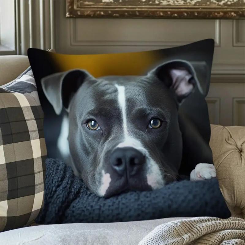 Vikama Pitbull Relaxation Pattern Pillowcase Comfortable Home Decor For Living Room Bedroom Soft Fabric Pillowcase
